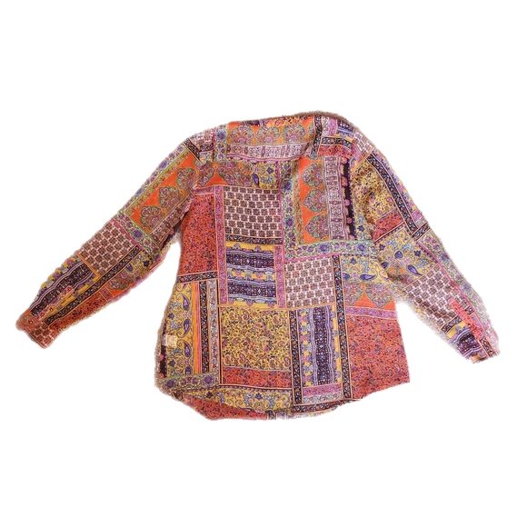 Liz Claiborne Sheer Paisley Patchwork Blouse - Picture 7 of 7